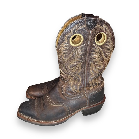 Ariat Other - Ariat Heritage Roughstock Brown Leather Square Toe Western Cowboy Boots Size 9.5